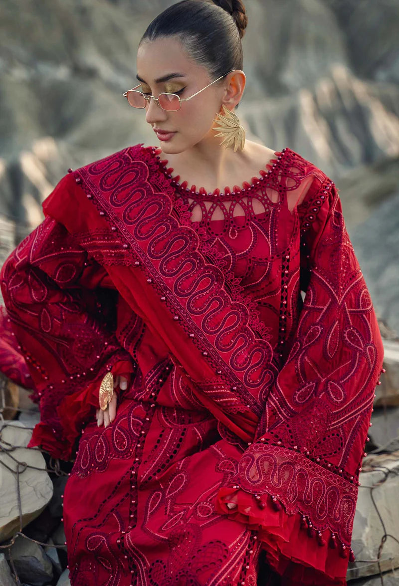 Applique & Laser Embroidered Lawn - Inspired 099910