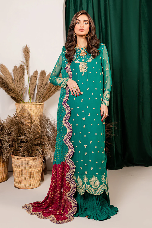 Vanya - Teal Base Chiffon Shirt (Leftover)