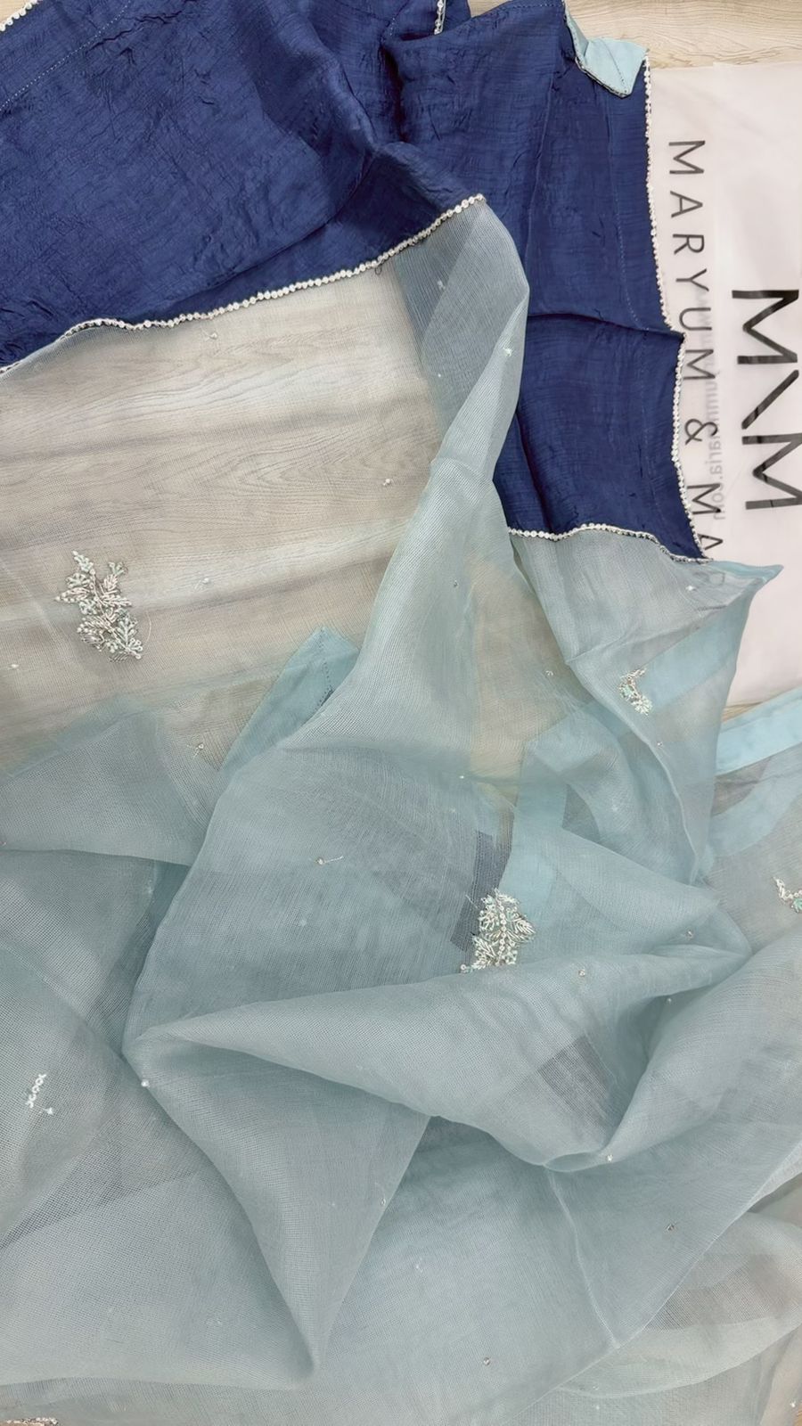 Maryam & Maria - Cotton Net with Kora Work Dupatta