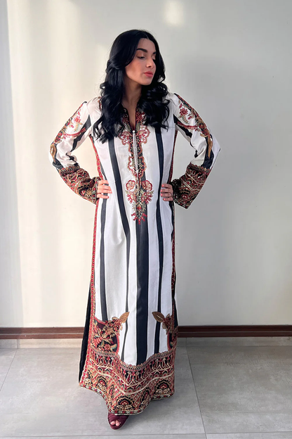 2 Piece Striped Choga Pret (Leftover) - Maryam & Maria