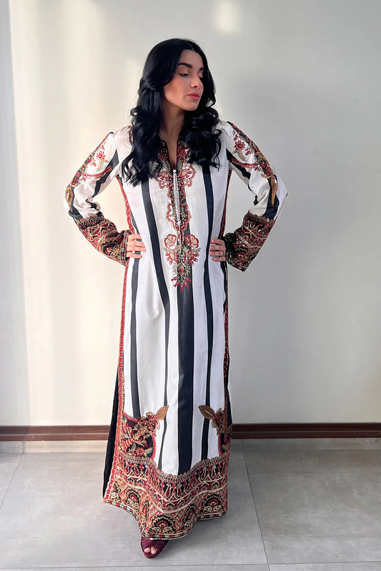 2 Piece Striped Choga Pret (Leftover) - Maryam & Maria