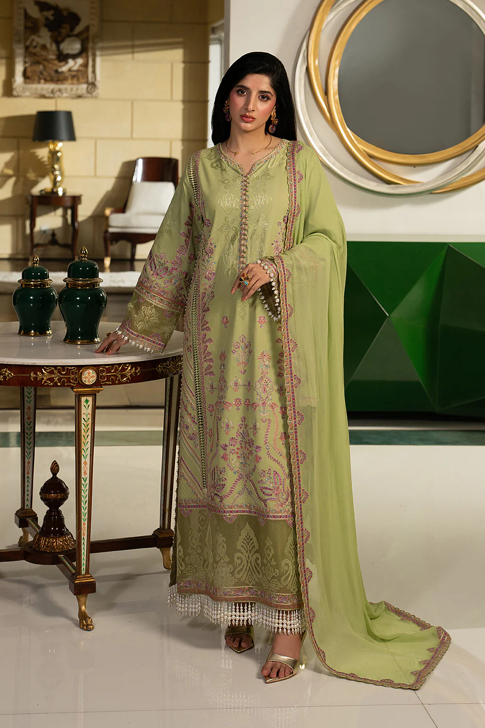 2 Piece Pista Green Pret (Leftover) - Maryam & Maria