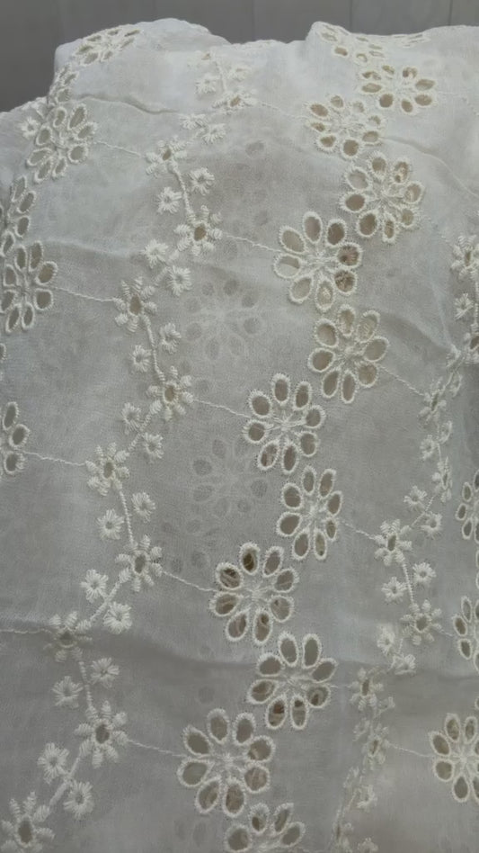 Charizma - Chiffon Chikenkari Dupatta (Leftover)
