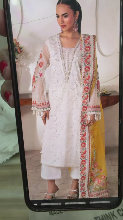 2 Piece White Embroidered Pret (Leftover) - Maryam & Maria